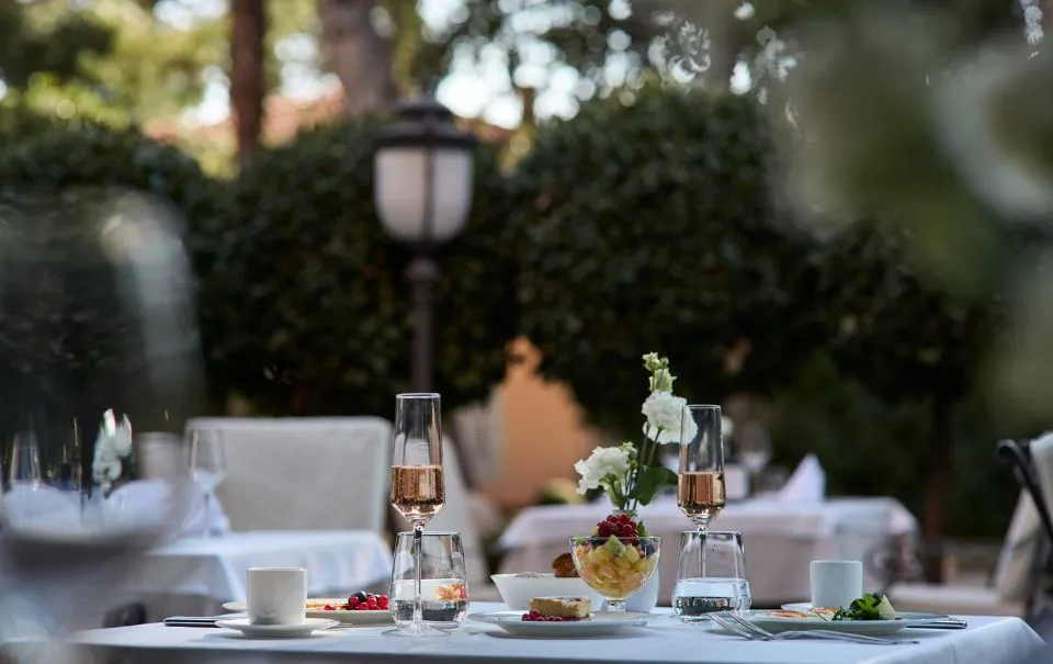 Breakfast served on the terrace of Hotel Sveti Jakov in Opatija